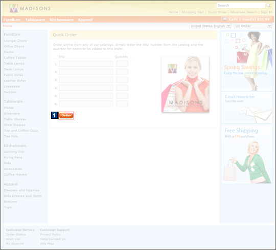 Quick Order screen capture