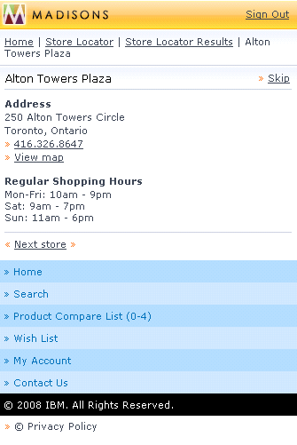 Mobile store details screen capture