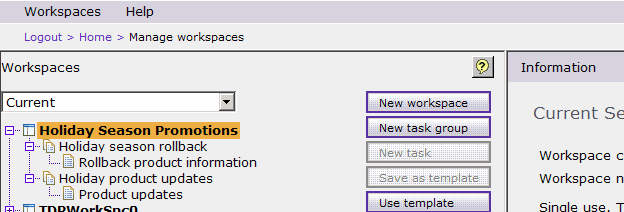 Holiday Season Promotions workspace view