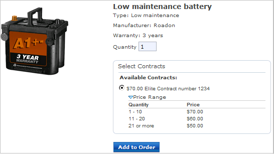 Range pricing on the product display page