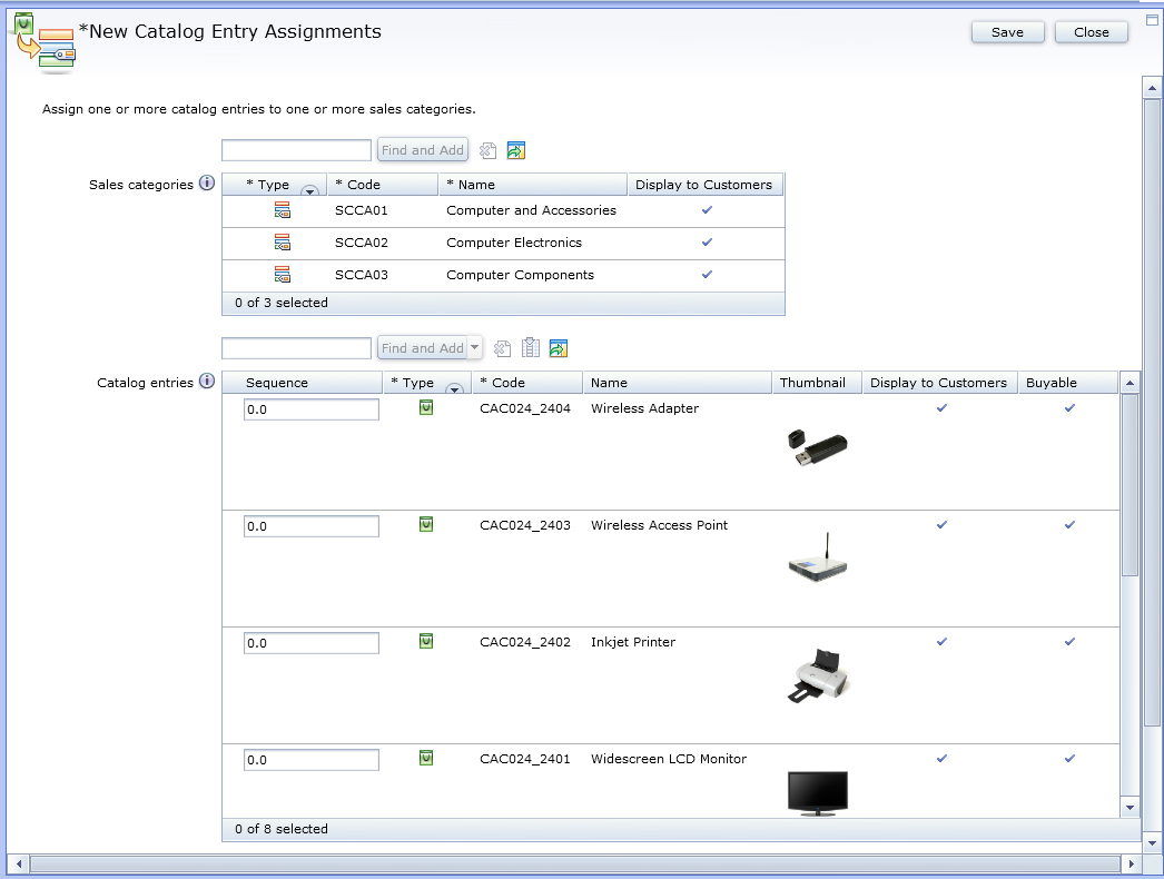 New Catalog Entry Assignments view