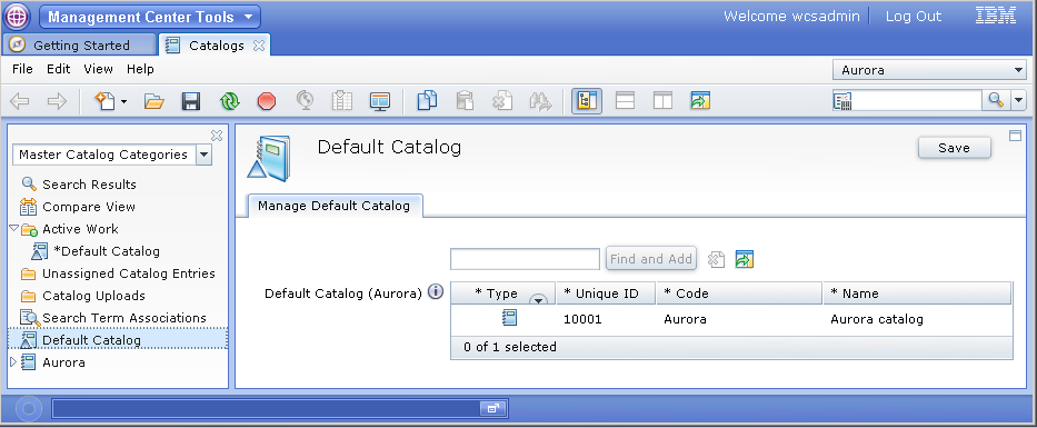 Default Catalog pane