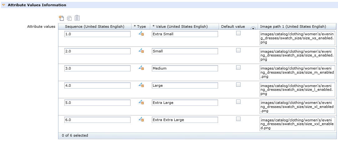 Screen capture that shows how to define attributes for swatches