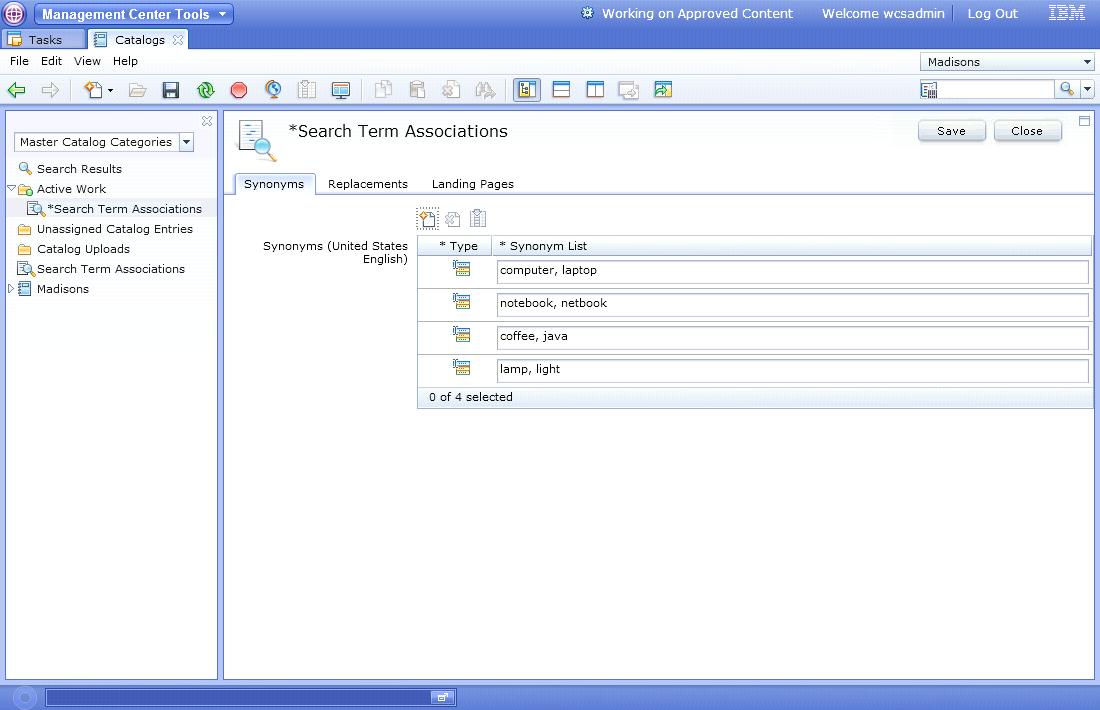 Search term associations overview screen capture