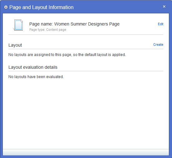 Page and Layout Information window