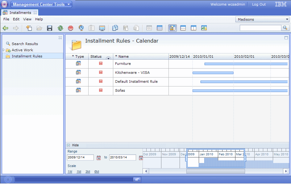 Installment Rules calendar view