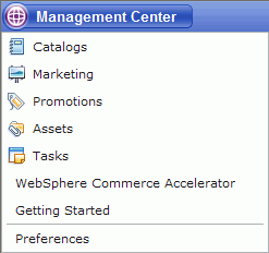 Management Center tools menu with workspaces enabled