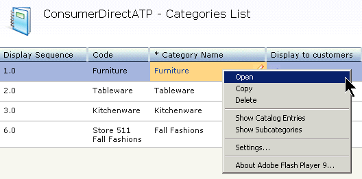 Example of a menu within the Management Center