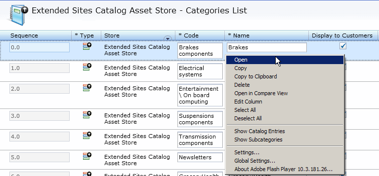 Example of a menu within the Management Center