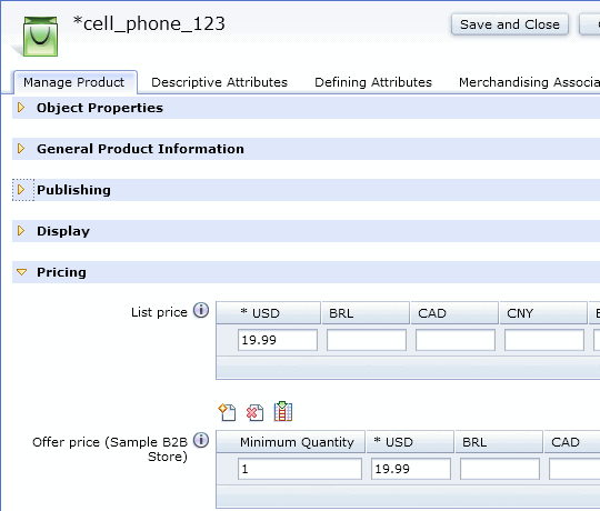 Pricing view