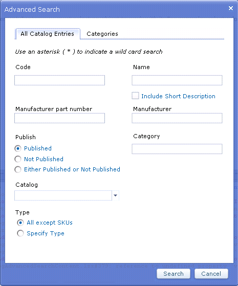 Figure 1: Advanced Search dialog before customization