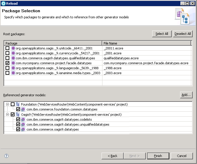 Package data type selection