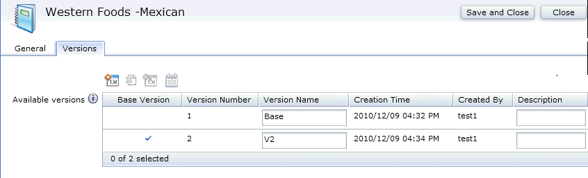 Recipe content versioning customization screen capture