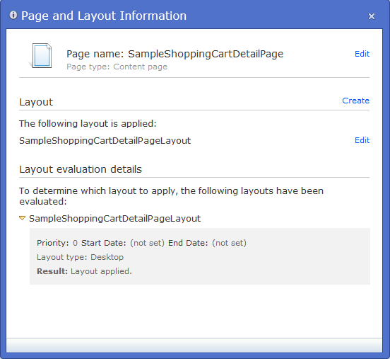 Page and Layout Information window