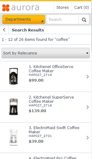 Smart phone search results page