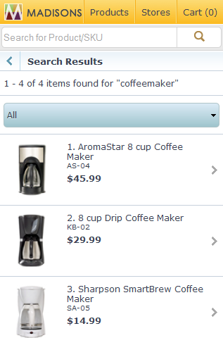 Smart phone search landing page