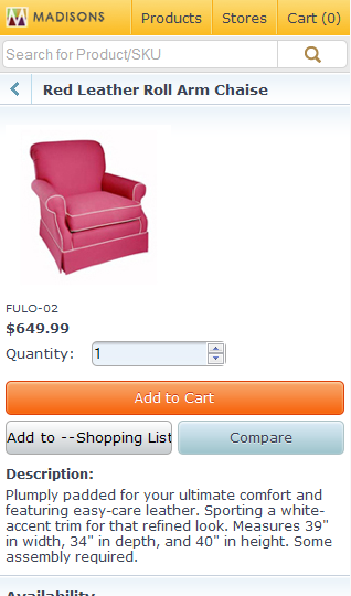 Smart phone product details page