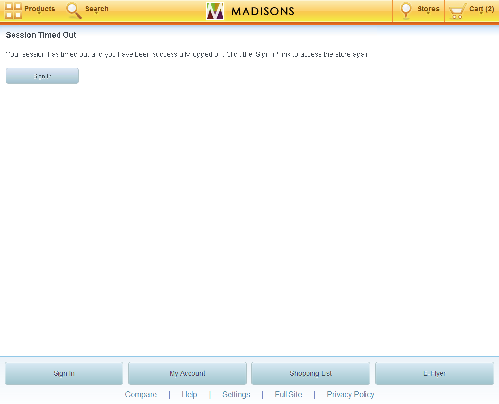 Tablet session timeout error page
