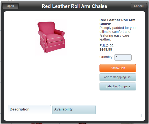 Tablet product details page