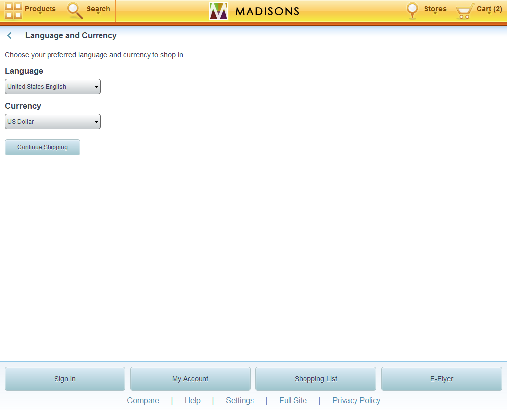 Tablet settings page