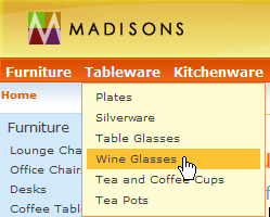 Madisons starter store Wine Glasses screen capture