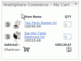 My Cart portlet screen capture