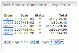 My Order portlet screen capture