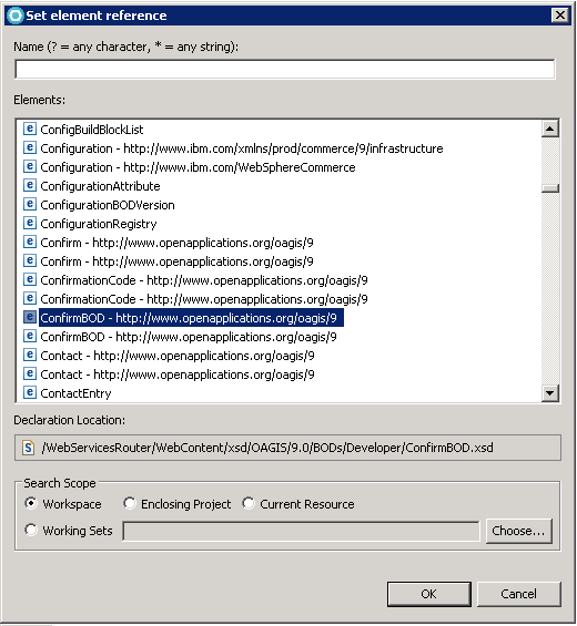 Screen capture of set element reference for ConfirmBOD