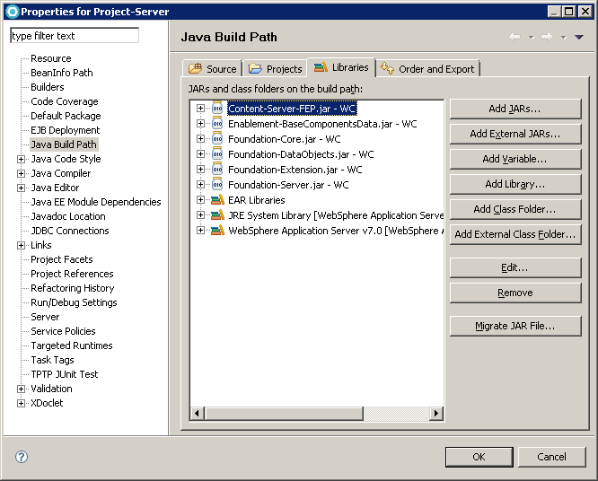 Project build path configuration