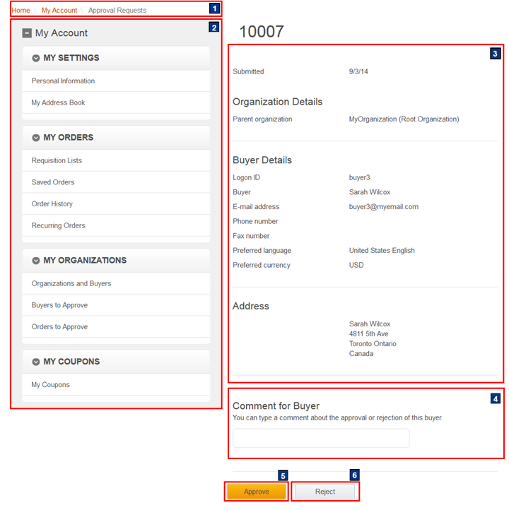 Buyer Approval Details page