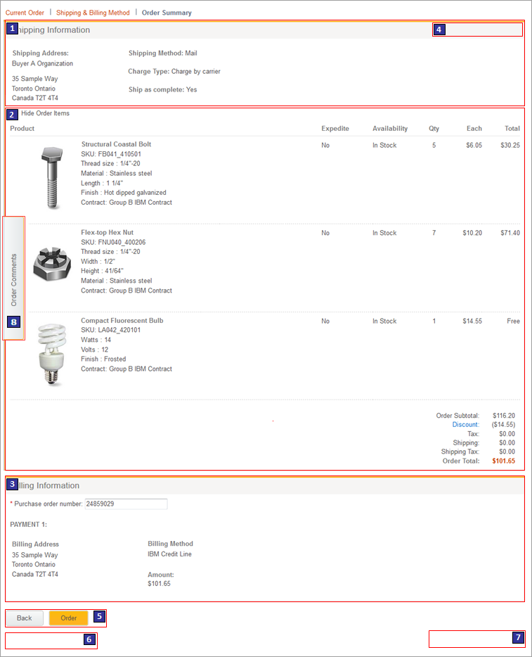 Order Summary page (B2B)