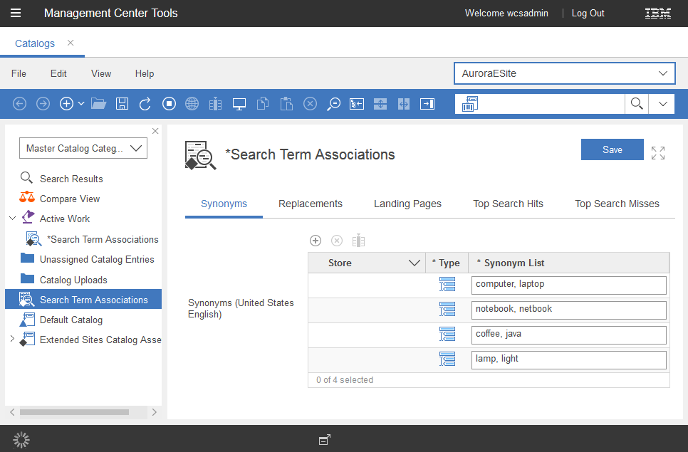 Search term associations overview screen capture