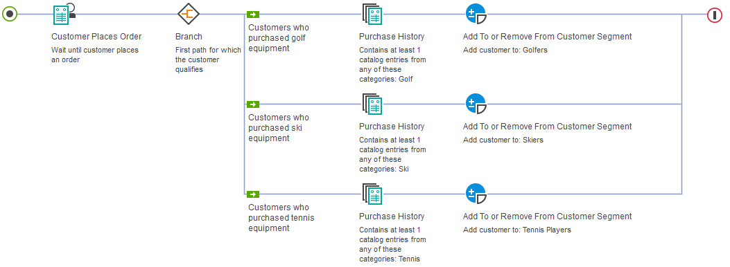 Screen capture of dialog activity that contains "Add To or Remove From Customer Segment"