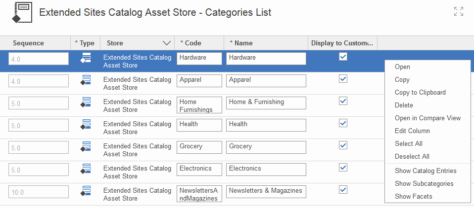 Example of a menu within the Management Center