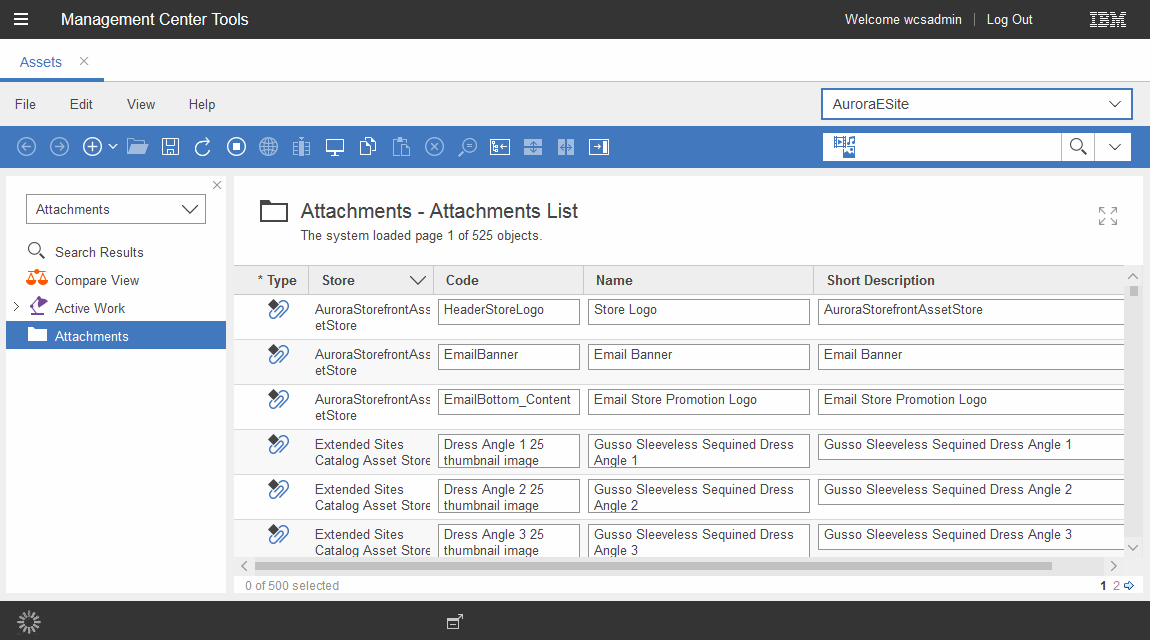 Image showing assets in the Assets tool