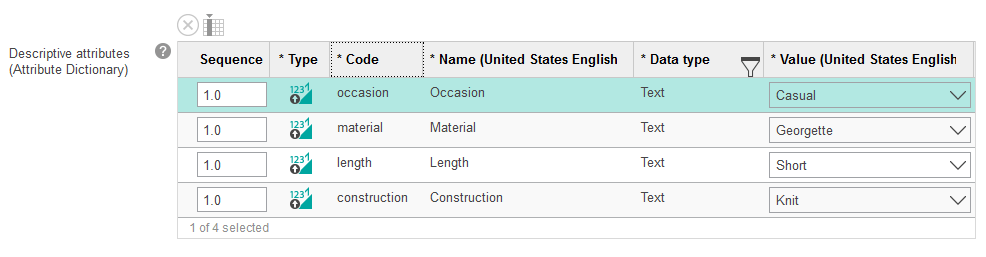 Example of a child list editor widget with new and delete icons.