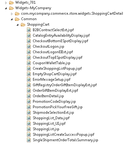 Common directory file structure for Shopping Cart widget