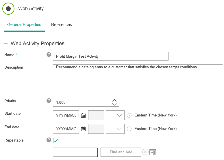 Web activity creation.