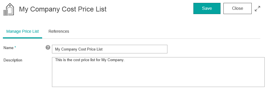 Create cost price list.