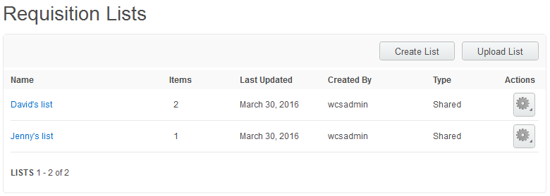 Requisition Lists