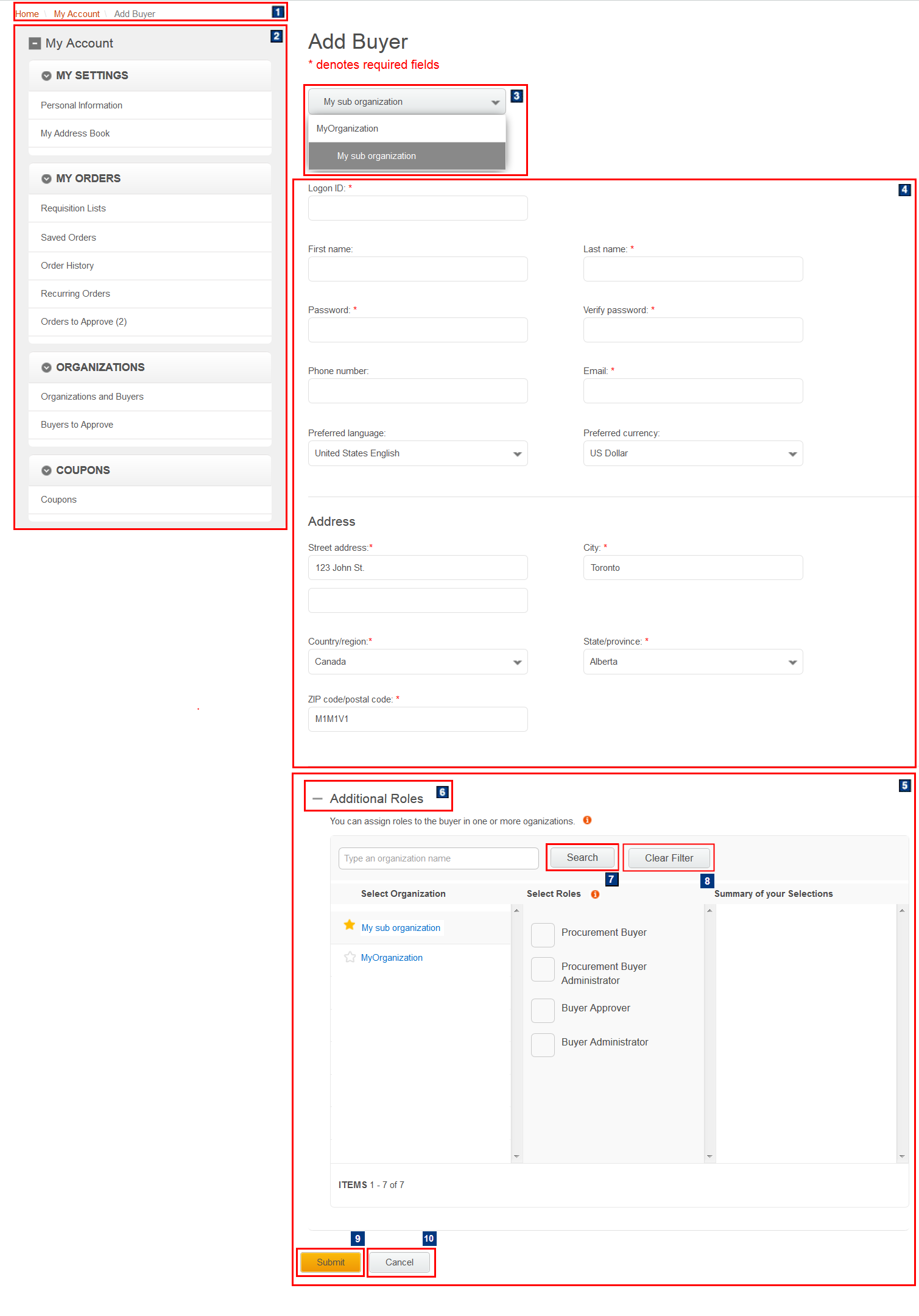 Add Buyer page screen capture