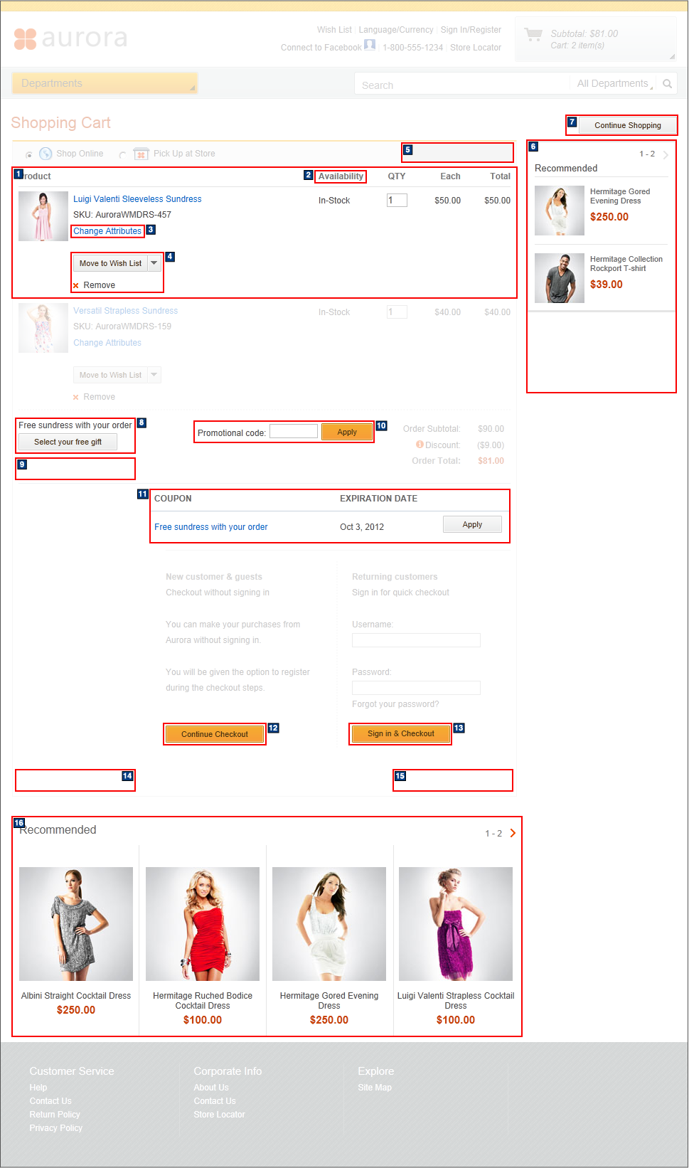 Shopping cart page screen capture