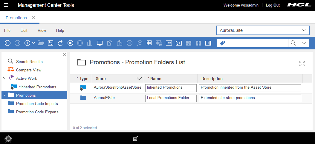 Screen capture of promotion folders