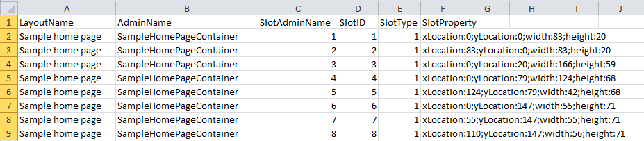 CSV example for loading wireframe image data