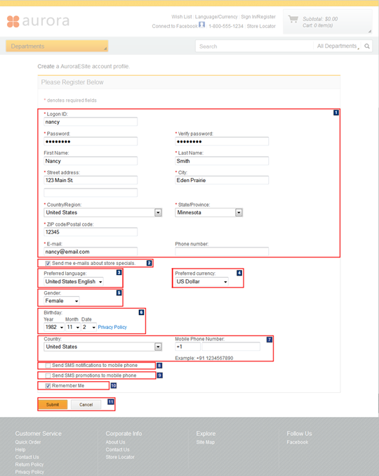 Registration page screen capture