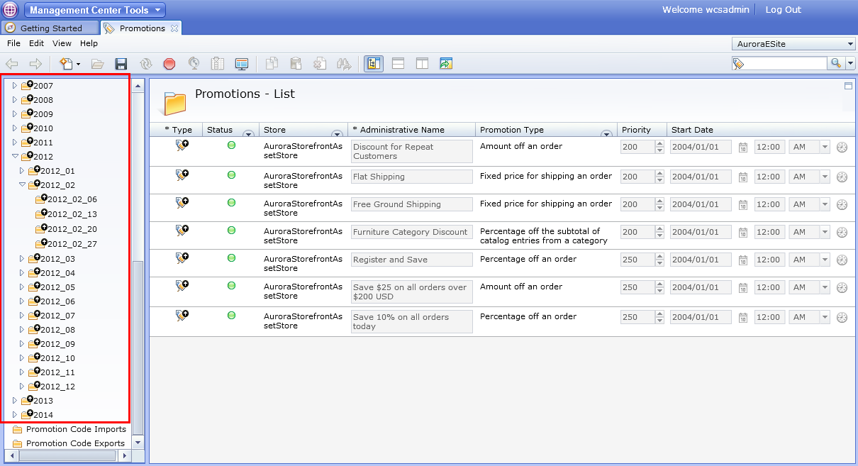 Promotion folder hierarchy