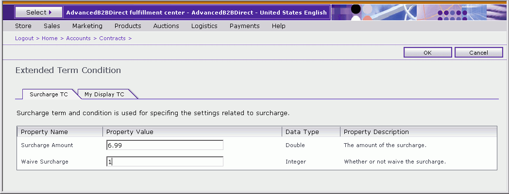 A screen capture of the Extended Term Condition page.