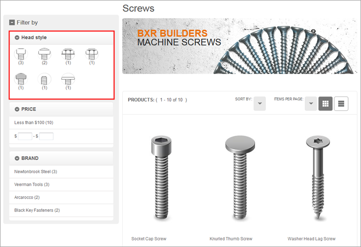 Facetas de Tipo de cabeza y Forma de la bombilla