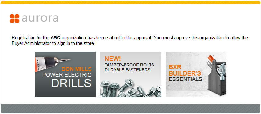 Notificación por correo electrónico de registro de la organización