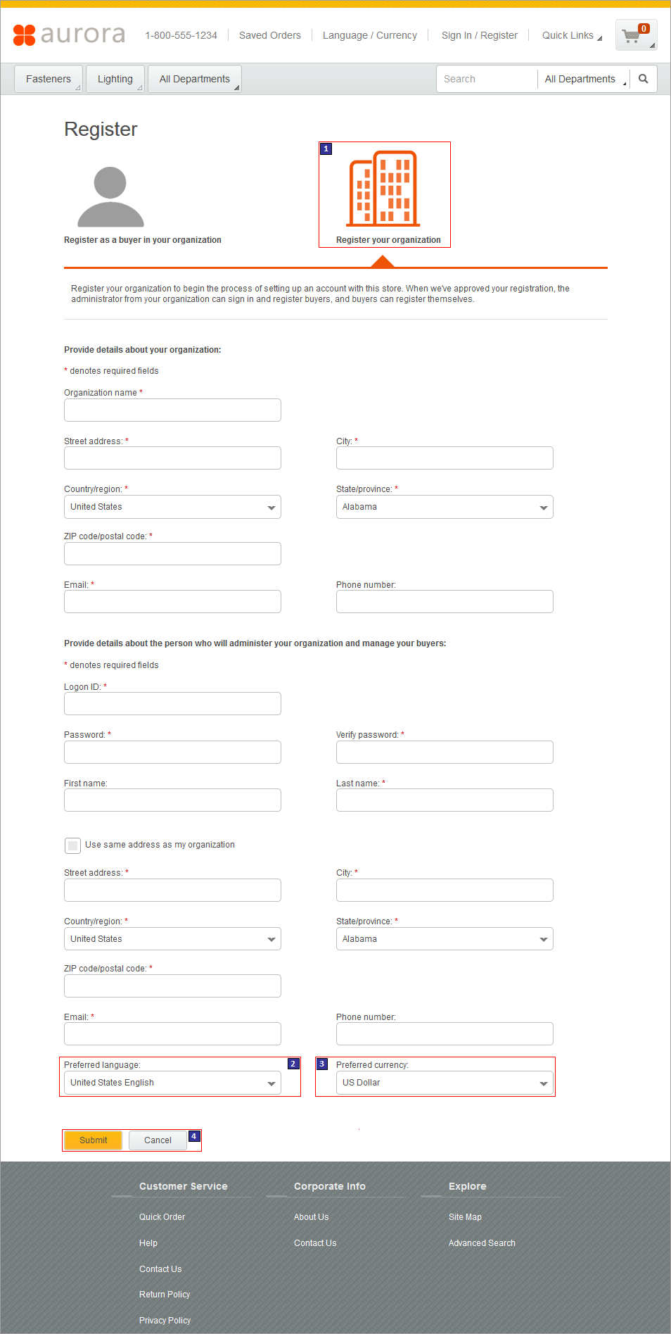 Captura de pantalla de la página Registro